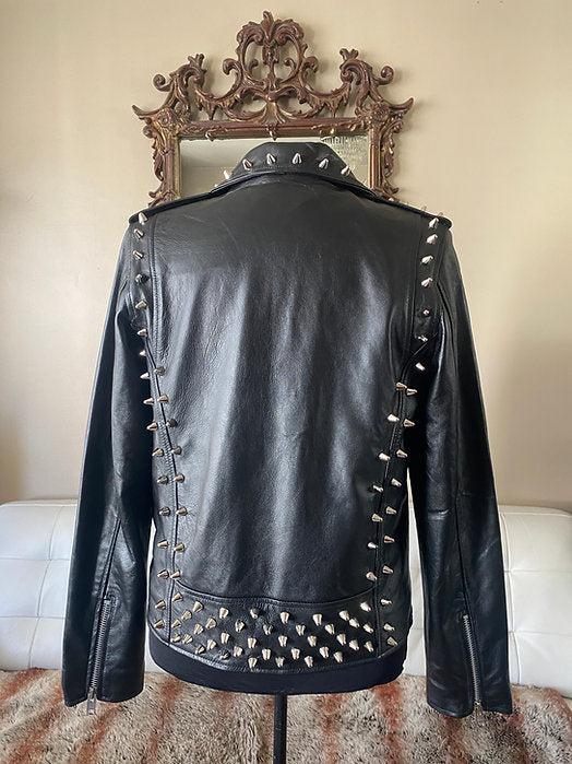 mens studded leather motorcycle jacket