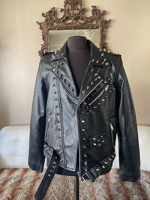 mens studded leather motorcycle jacket