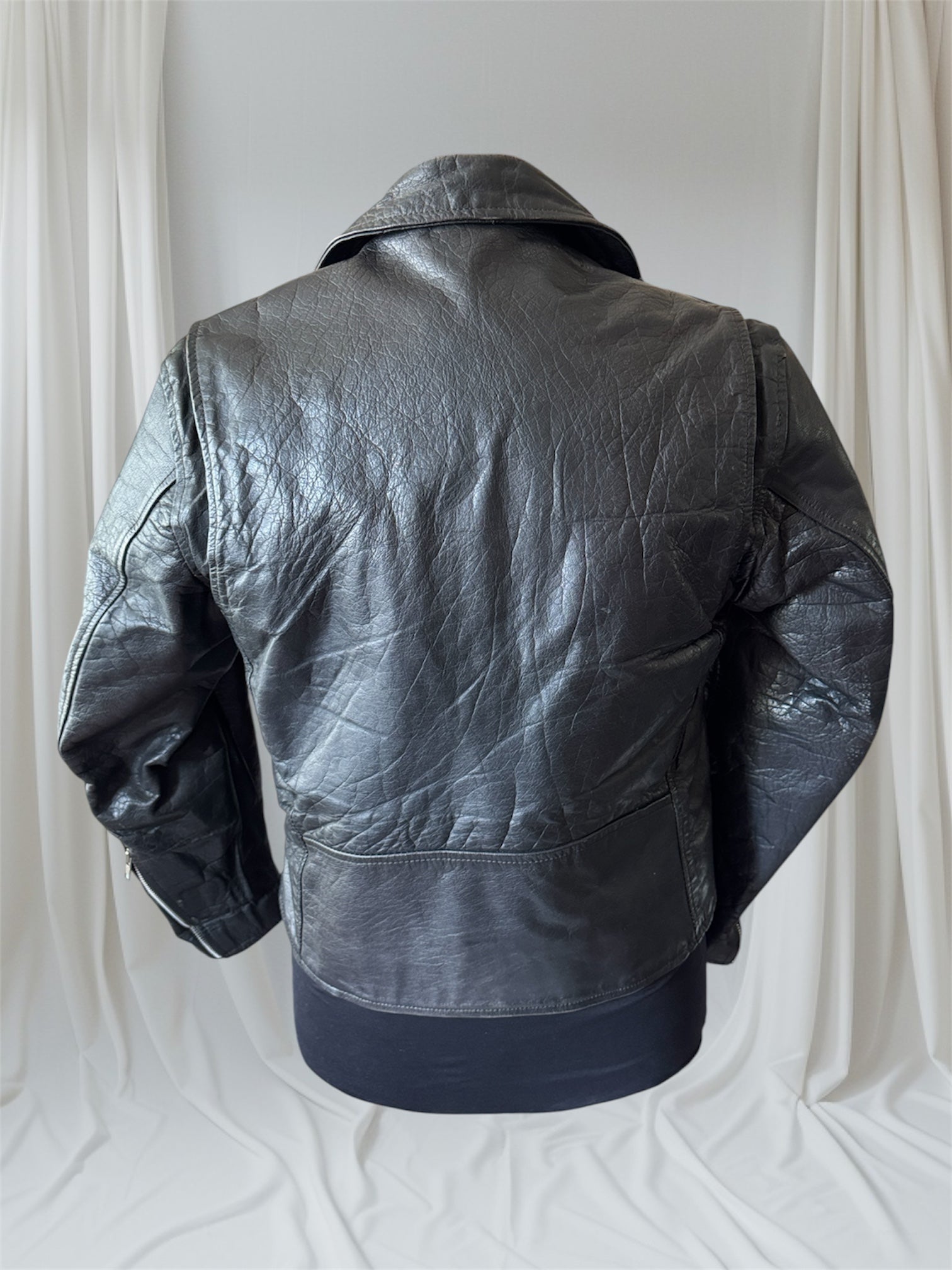 mens vintage leather motorcycle jacket 1980s