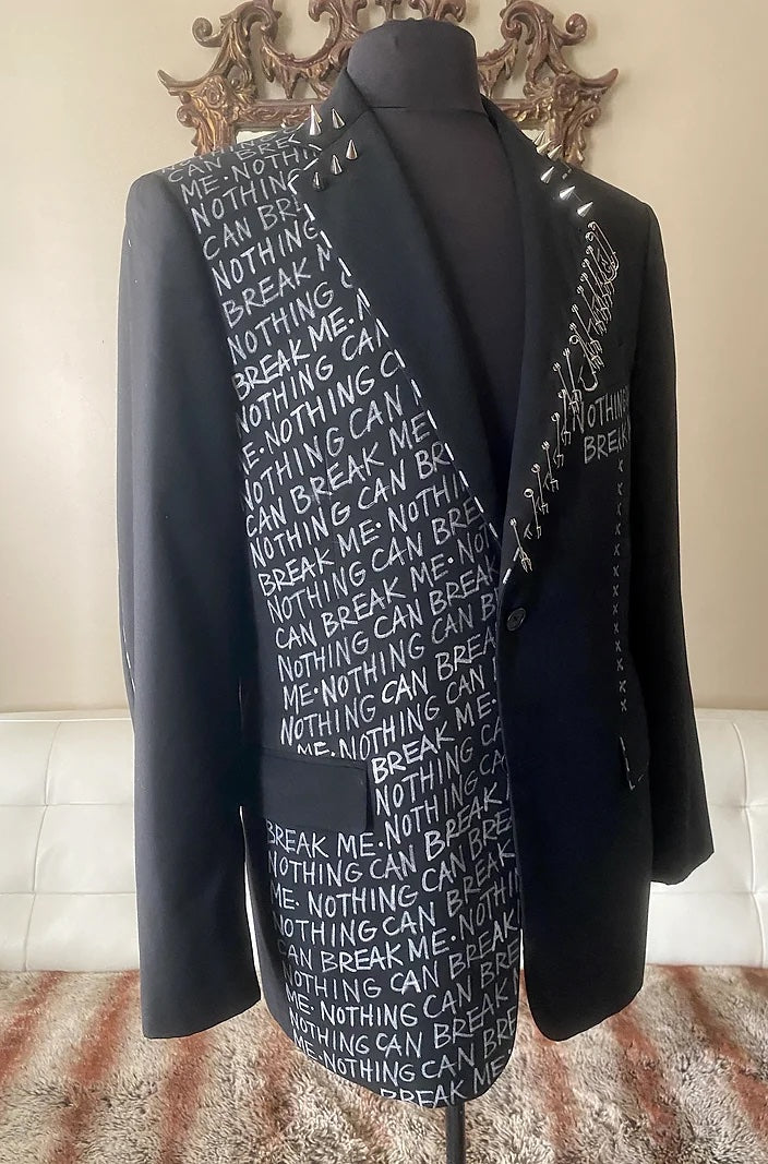 punk suit jacket with kilt pins