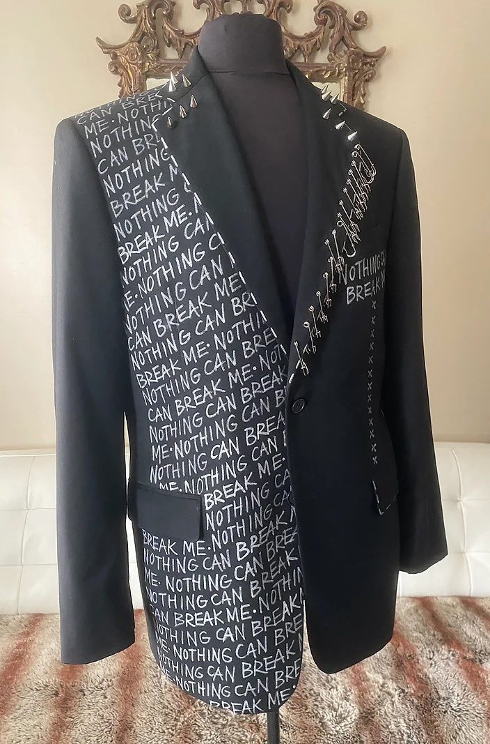 punk suit jacket with kilt pins