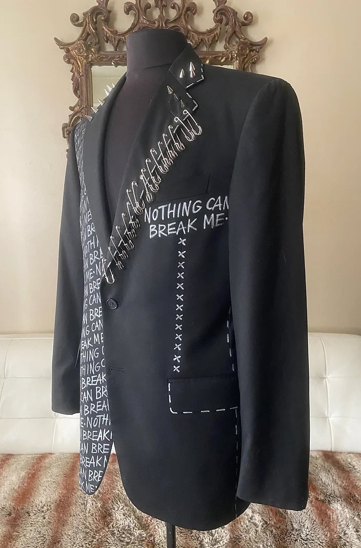 punk suit jacket with kilt pins