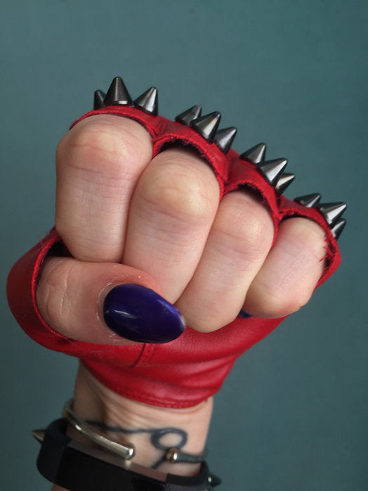 spike leather gloves