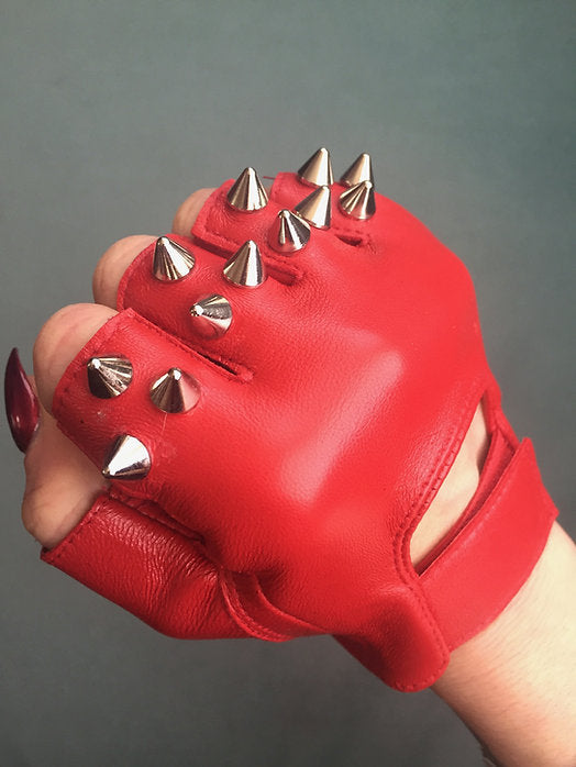 spike leather gloves