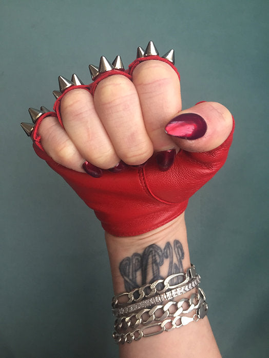 spike leather gloves