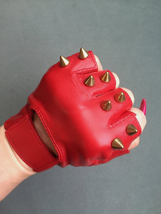 spike leather gloves