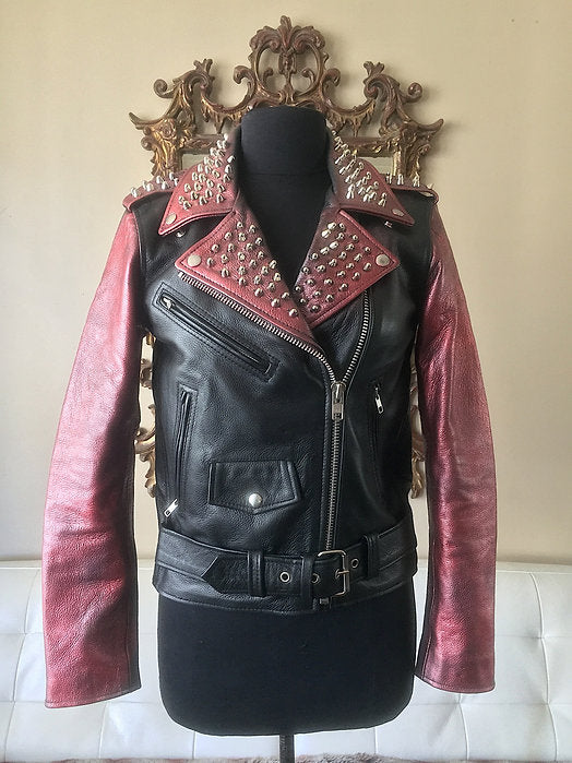 red metallic punk jacket