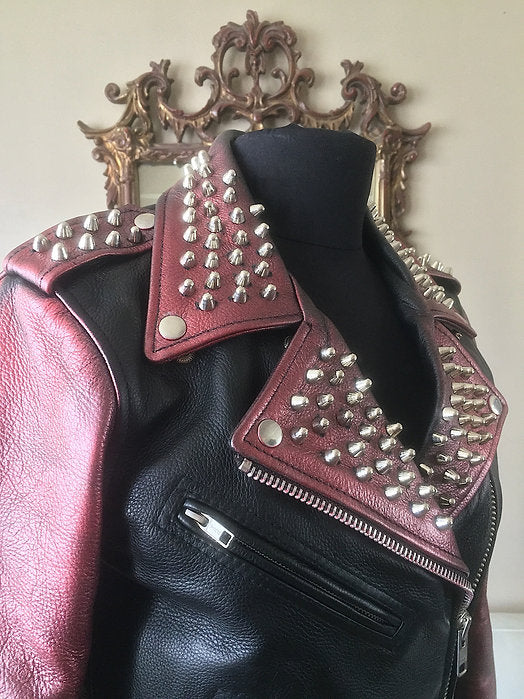 red metallic punk jacket