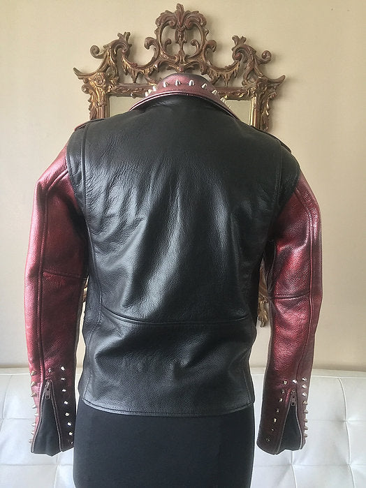 red metallic punk jacket