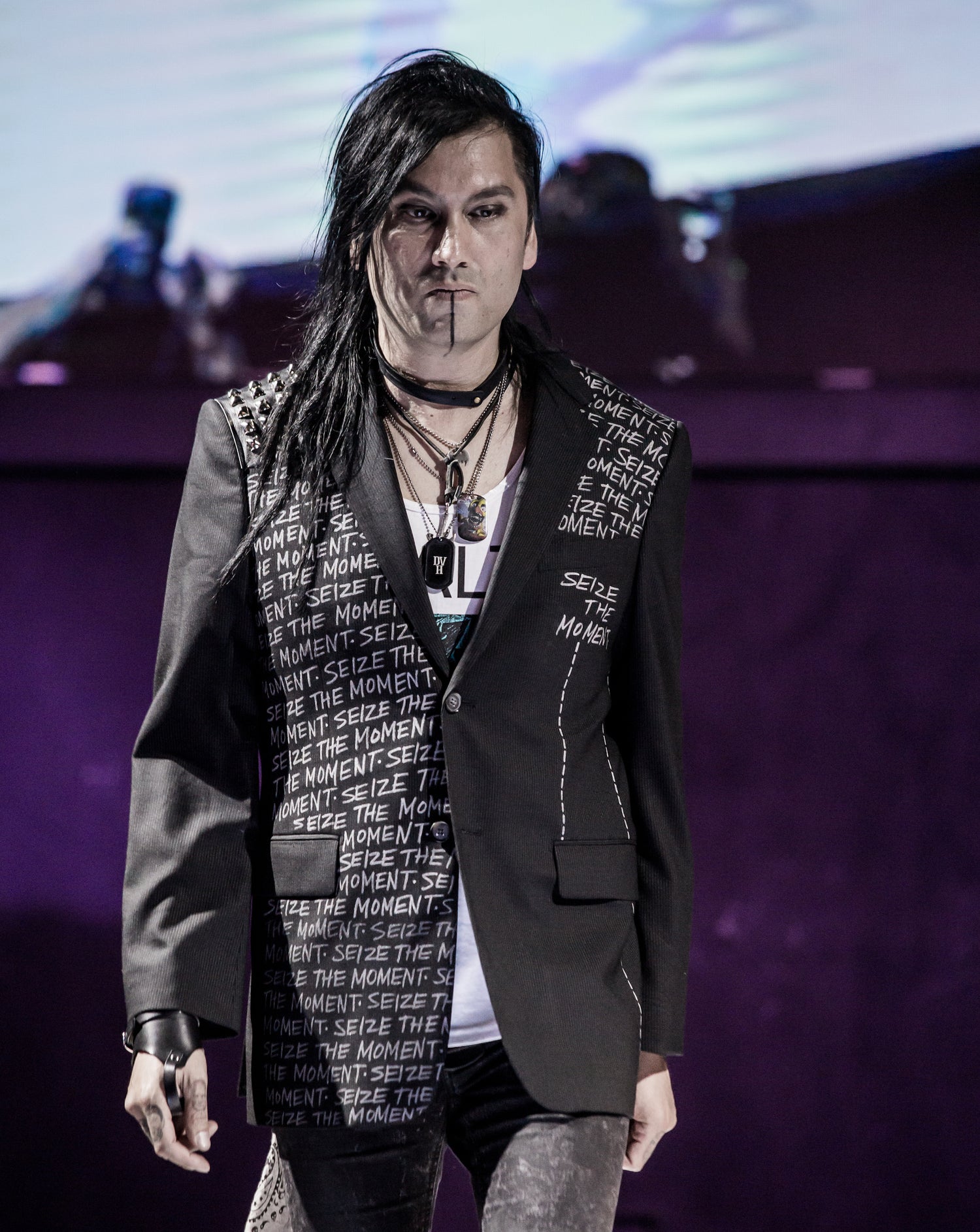 Custom punk suit jacket with hand-painted details