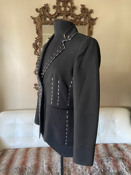 punk suit jacket with spike lapels and safety pin