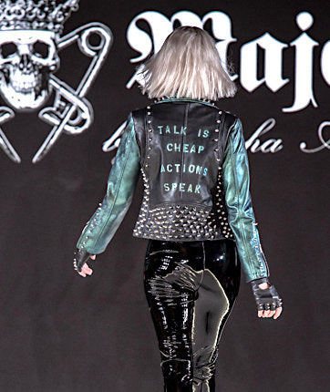 womens custom leather punk jacket