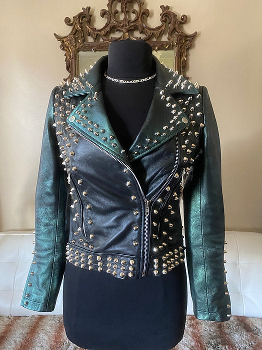 womens custom leather punk jacket