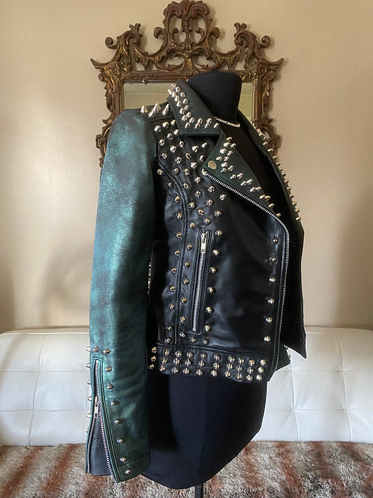 womens custom leather punk jacket