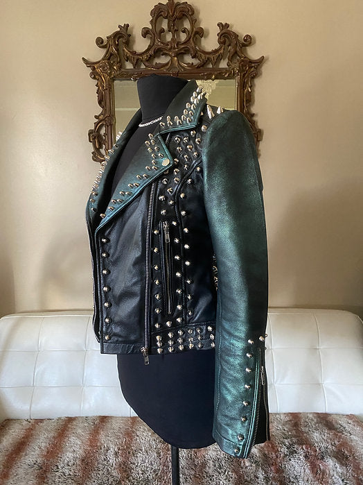 womens custom leather punk jacket