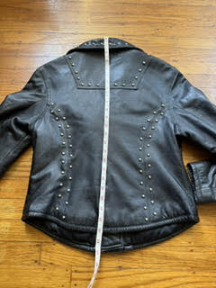 Women's Studded Vintage Leather Motorcycle Jacket, M