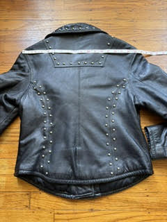 Women's Studded Vintage Leather Motorcycle Jacket, M