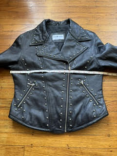 Women's Studded Vintage Leather Motorcycle Jacket, M