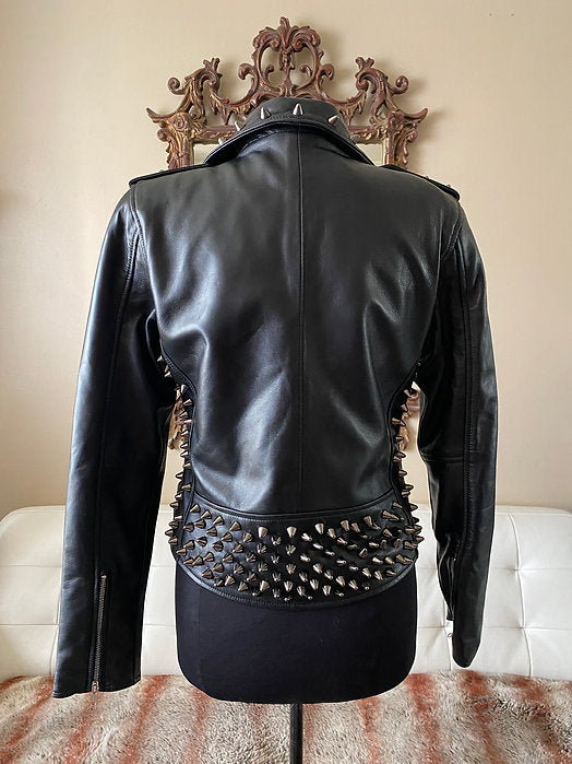 womens studded leather moto jacket