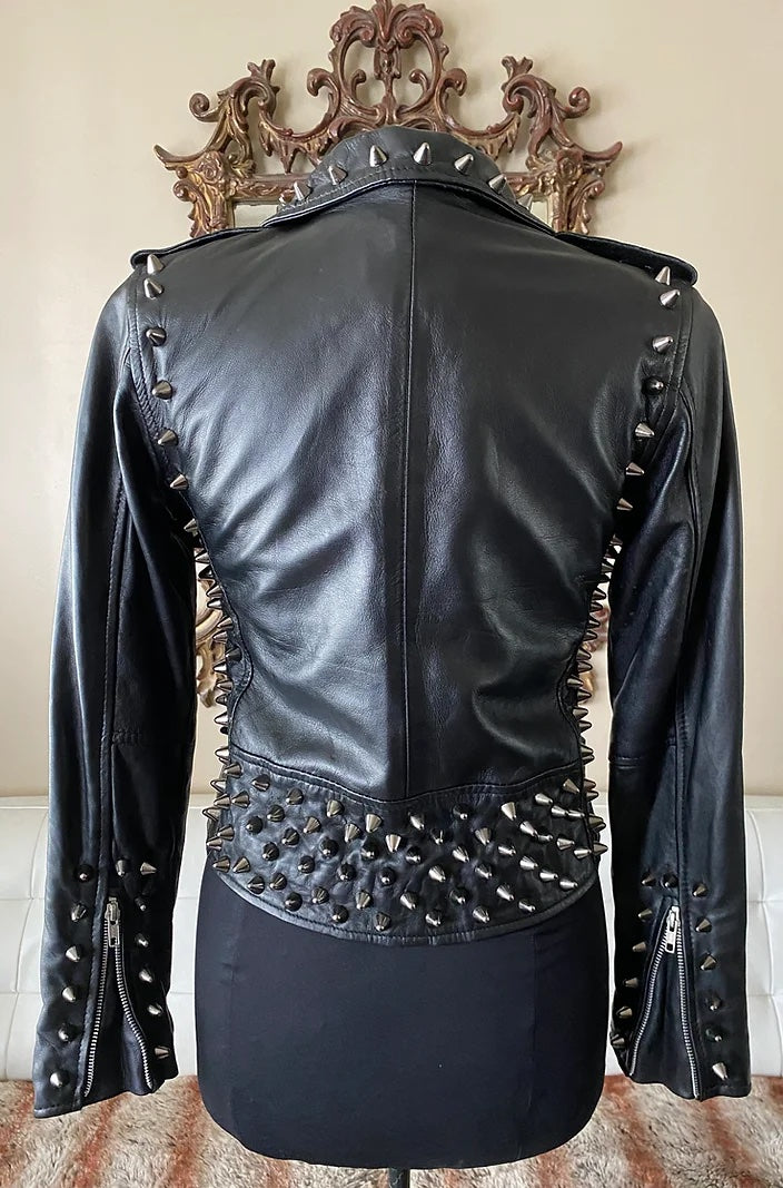 womens studded leather motorcycle jacket