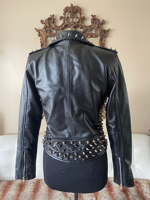 Women's Studded Leather Motorcycle Jacket