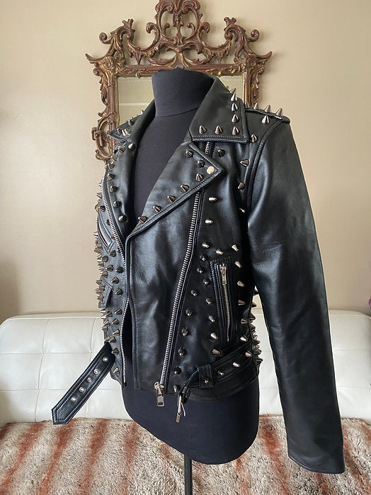 Women's Studded Leather Motorcycle Jacket