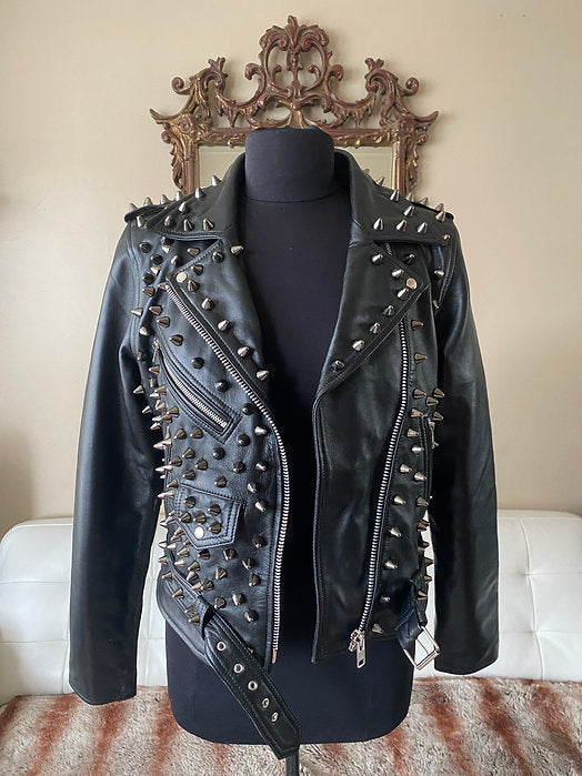 Women's Studded Leather Motorcycle Jacket