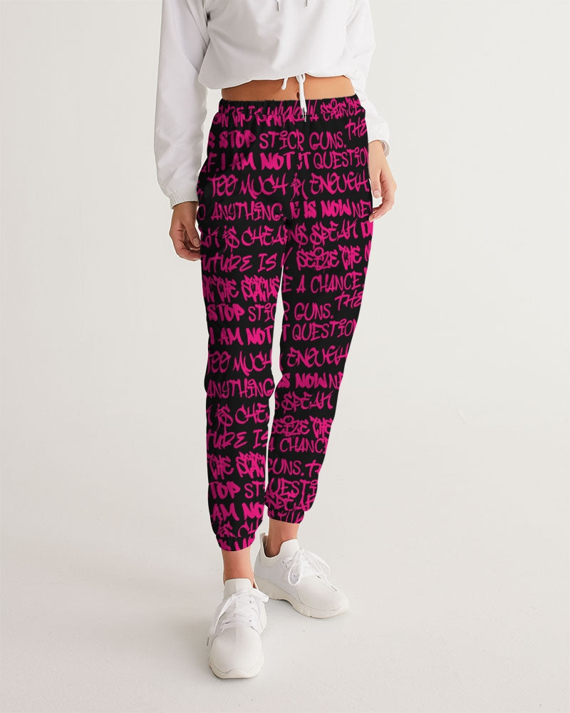 Womens Joggers, Black and pink graffiti