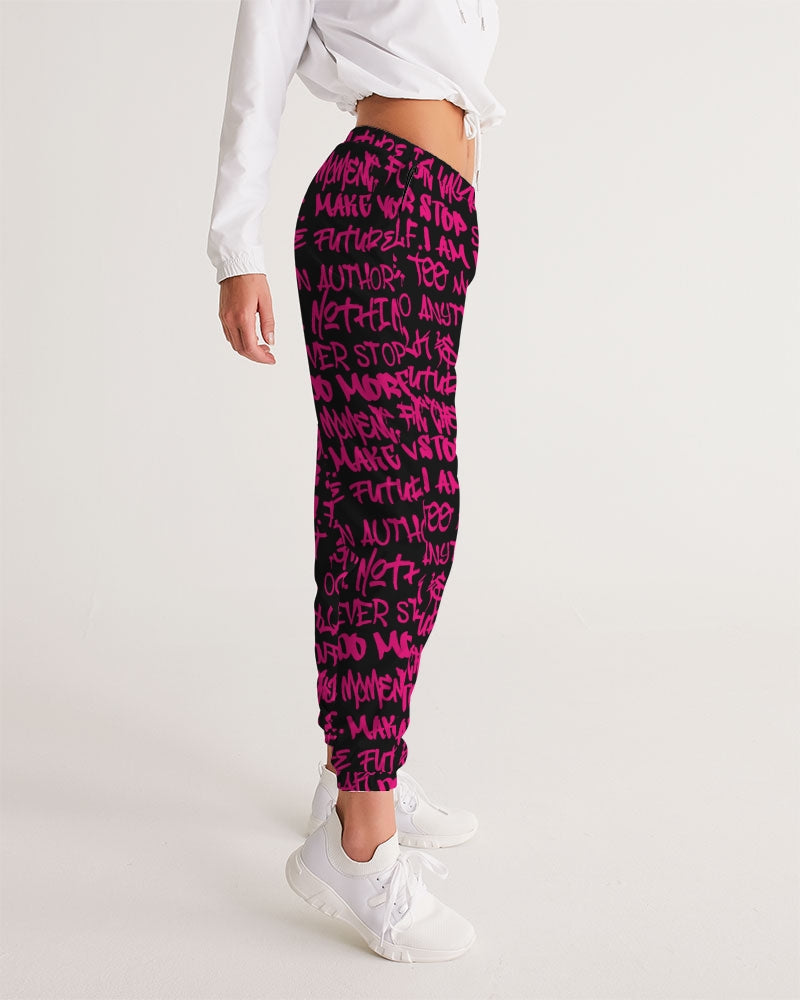 Womens Joggers, Black and pink graffiti