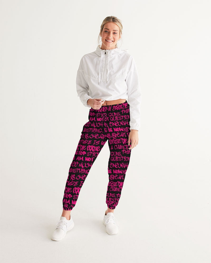 Womens Joggers, Black and pink graffiti