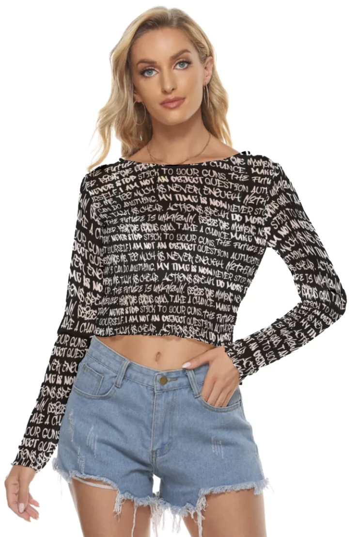 Black & White Graffiti Mesh Crop top