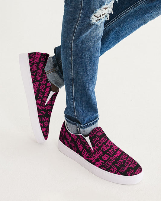 Empowering Pink Graffiti Men's Slip-On Canvas Shoe