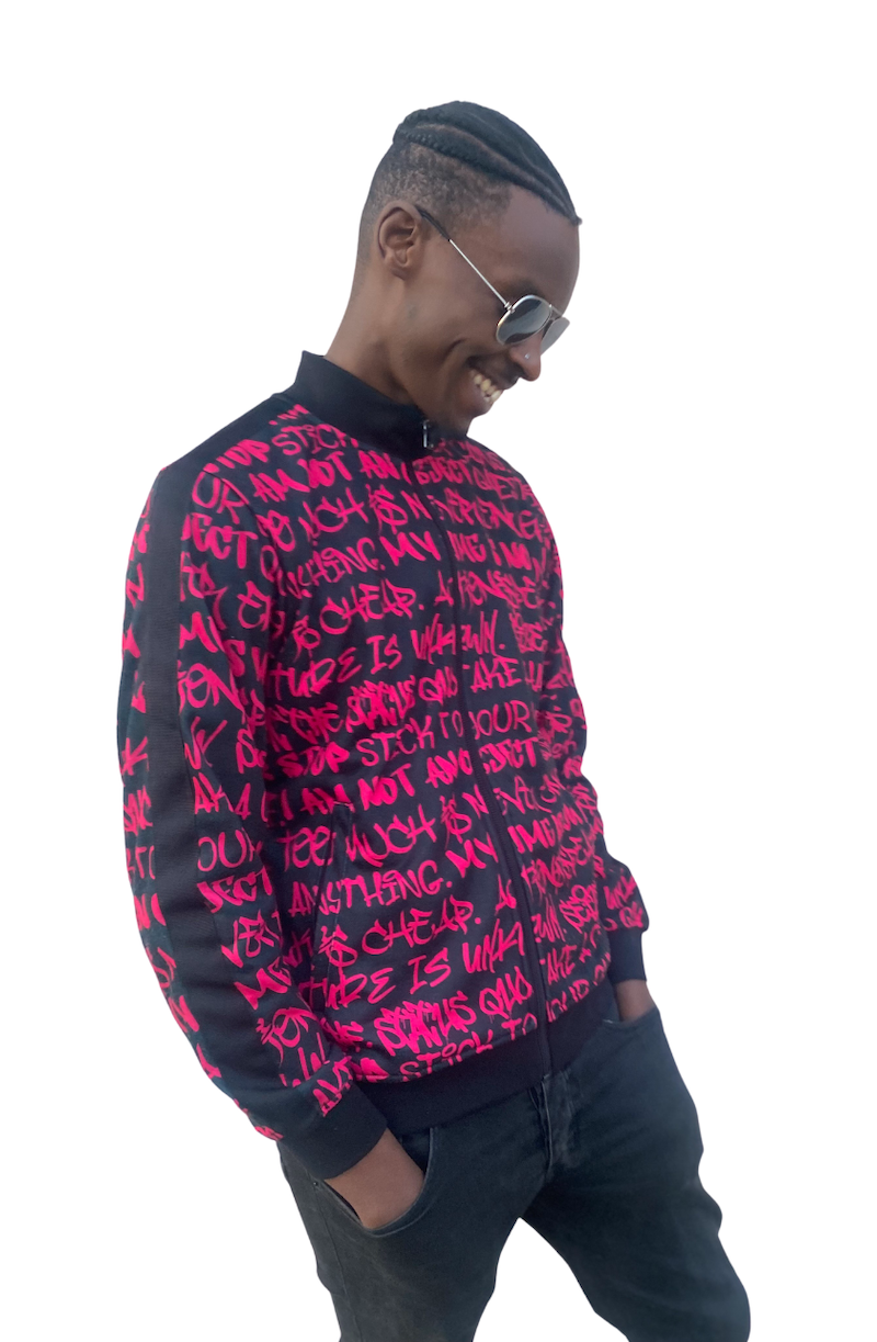 Mens Black & Pink Track Jacket