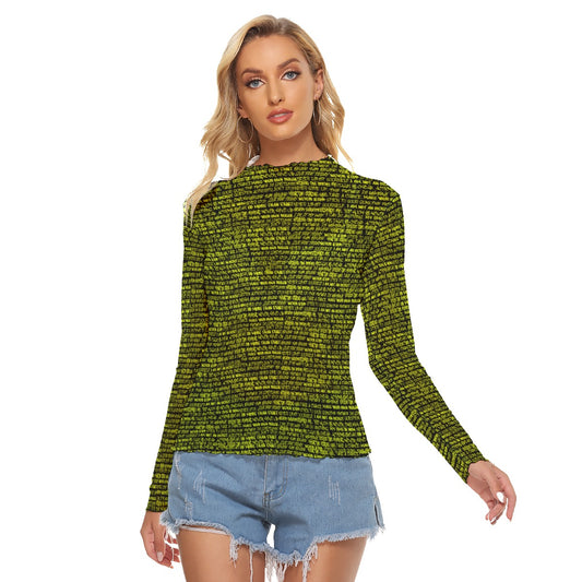 Black & Chartreuse Small Print Graffiti Mesh Top