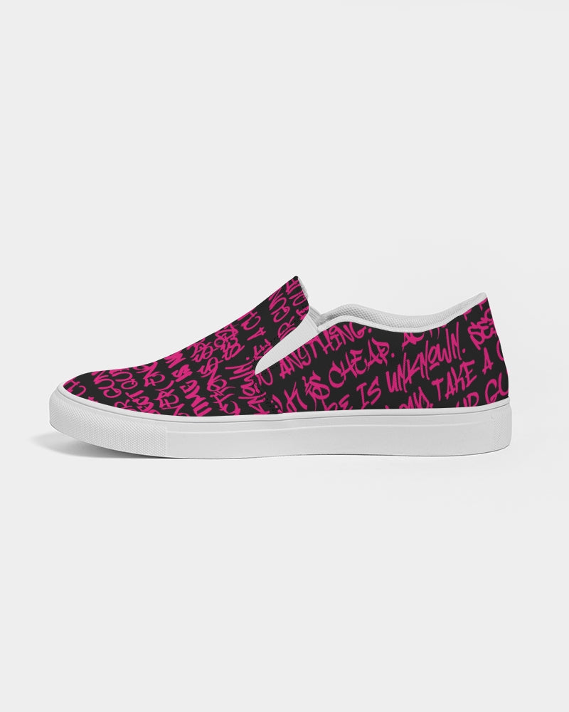 Empowering Pink Graffiti Men's Slip-On Canvas Shoe