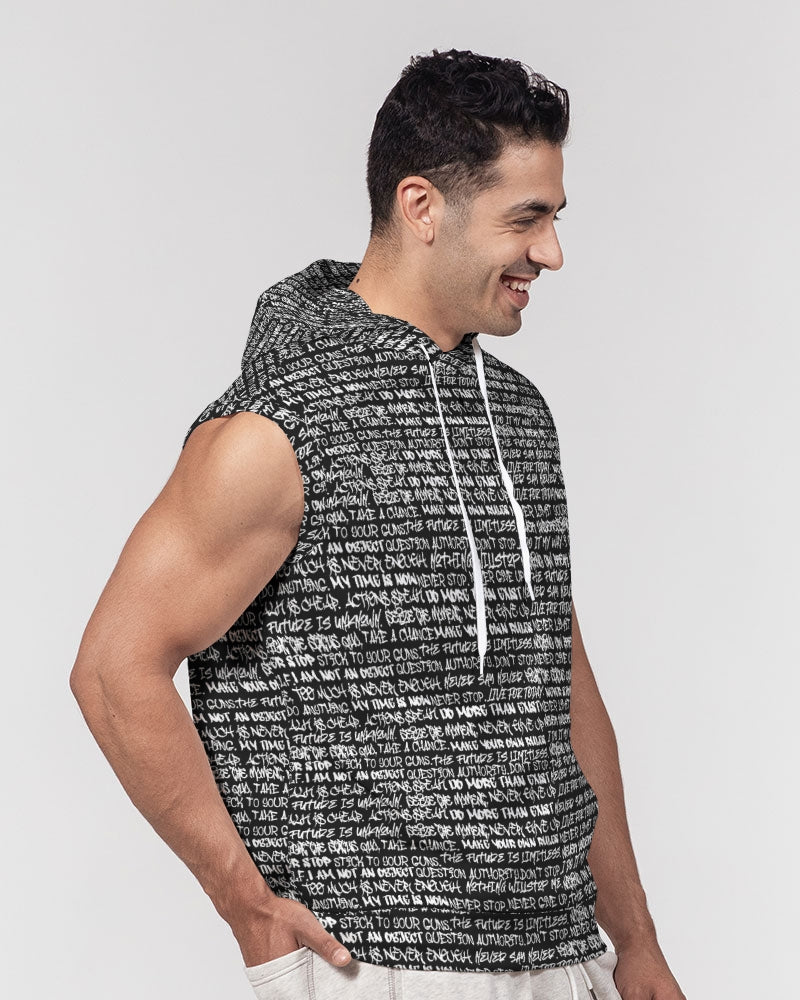 Black & White Empowering Graffiti Men's Sleeveless Hoodie