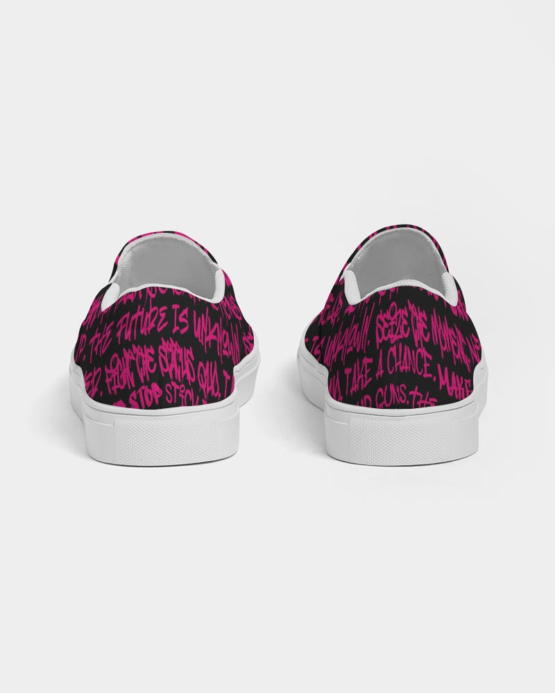 Empowering Pink Graffiti Men's Slip-On Canvas Shoe