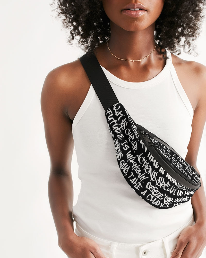 Empowering White Graffiti Crossbody Sling Bag