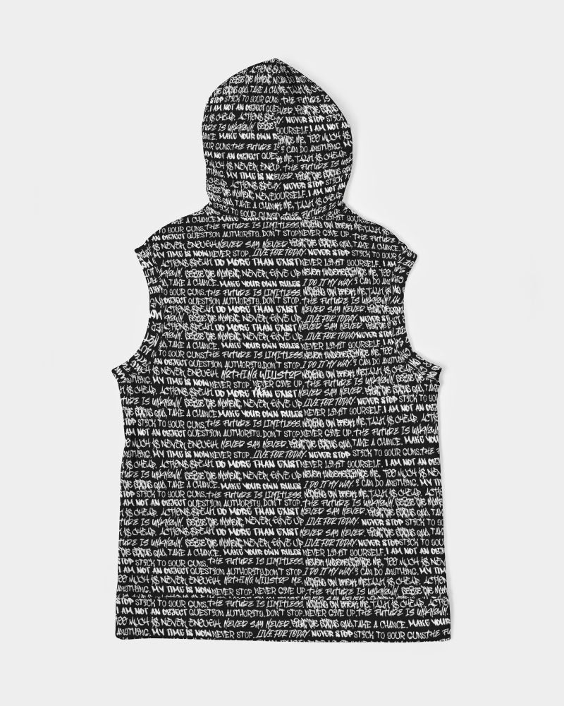 Black & White Empowering Graffiti Men's Sleeveless Hoodie