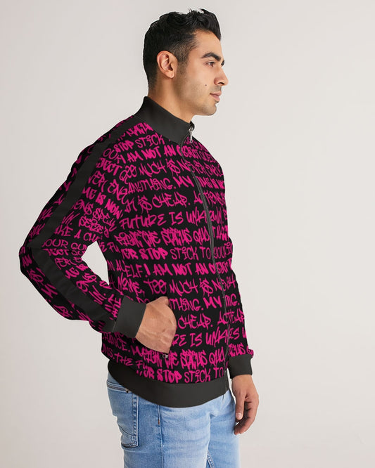 Mens Track Jacket, Black and Pink