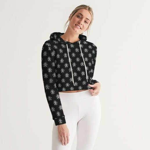 Logo Pattern Crop Hoodie