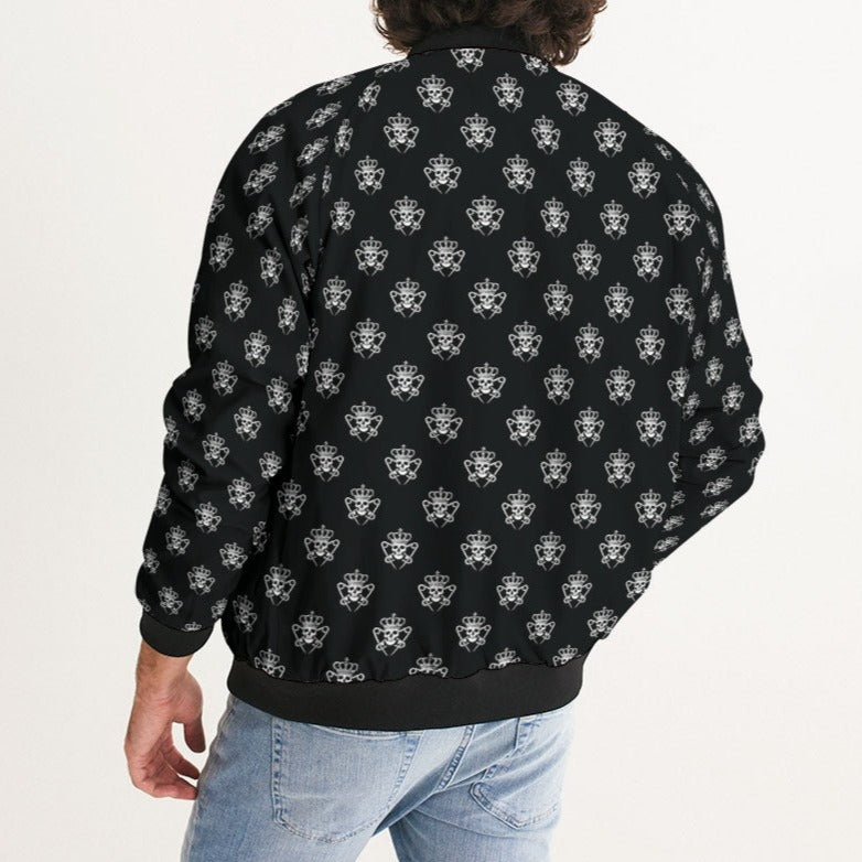 Men's Bomber Jacket, Black and White Logo Print