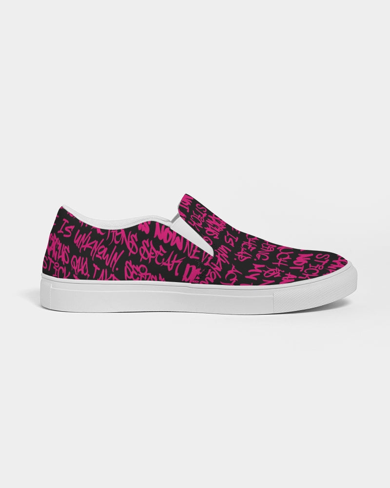 Empowering Pink Graffiti Men's Slip-On Canvas Shoe