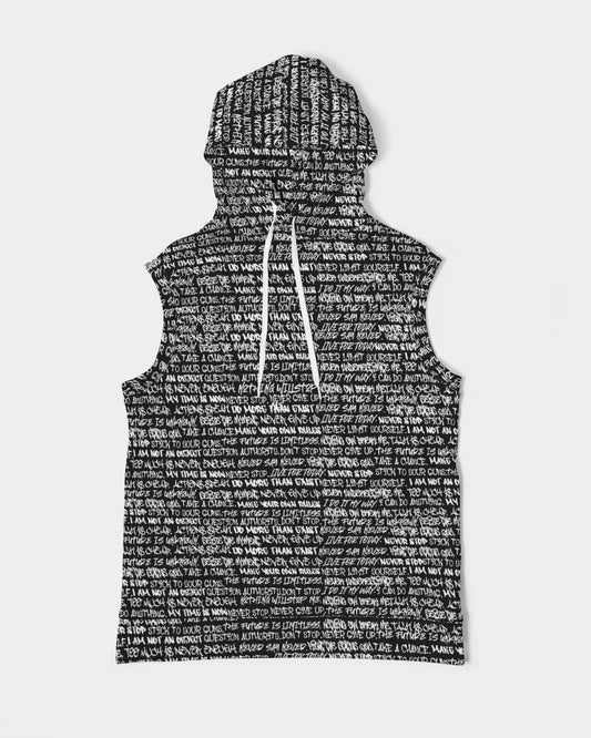 Black & White Empowering Graffiti Men's Sleeveless Hoodie