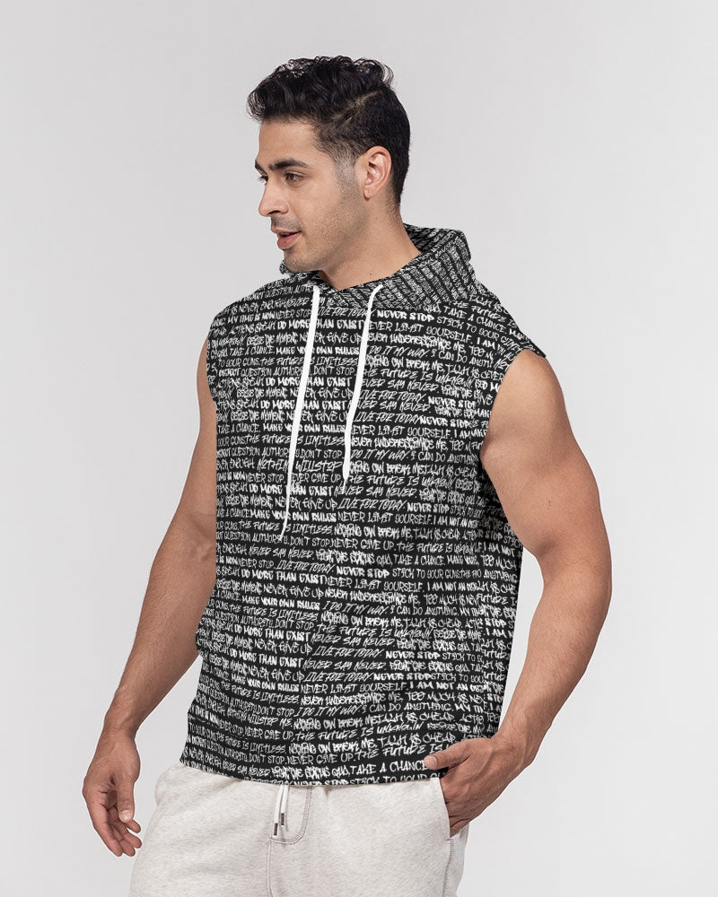 Black & White Empowering Graffiti Men's Sleeveless Hoodie