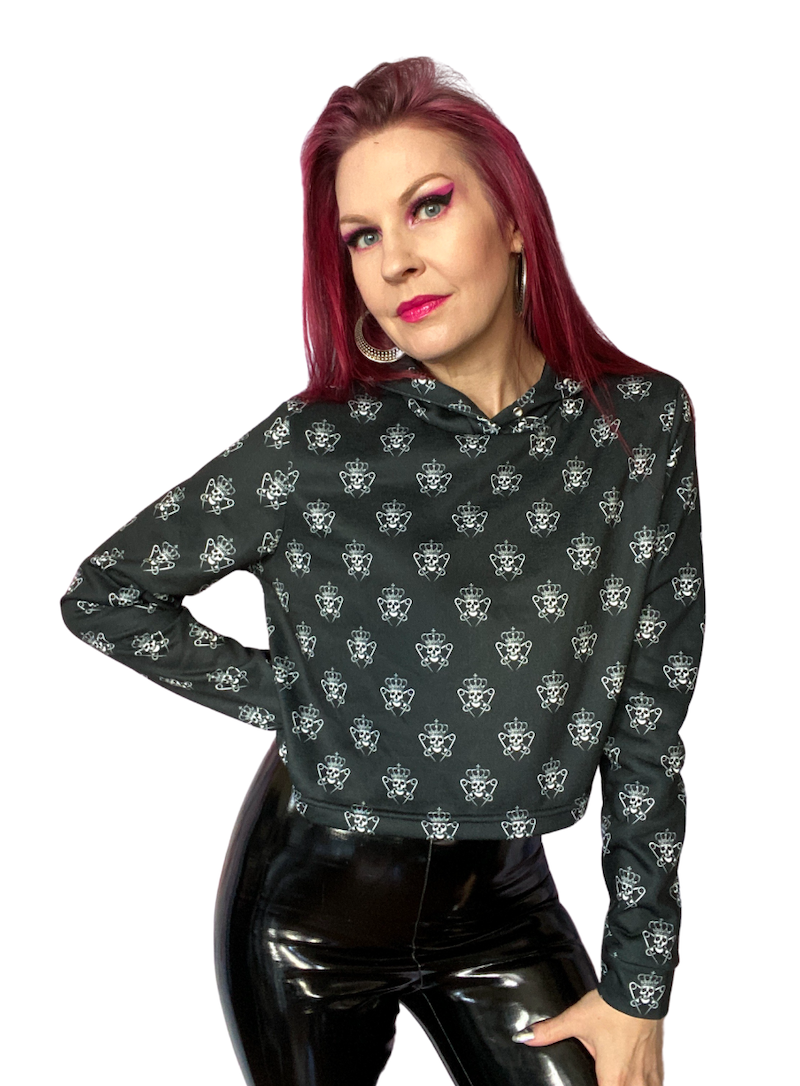 Logo Pattern Crop Hoodie