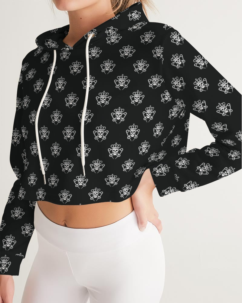 Logo Pattern Crop Hoodie