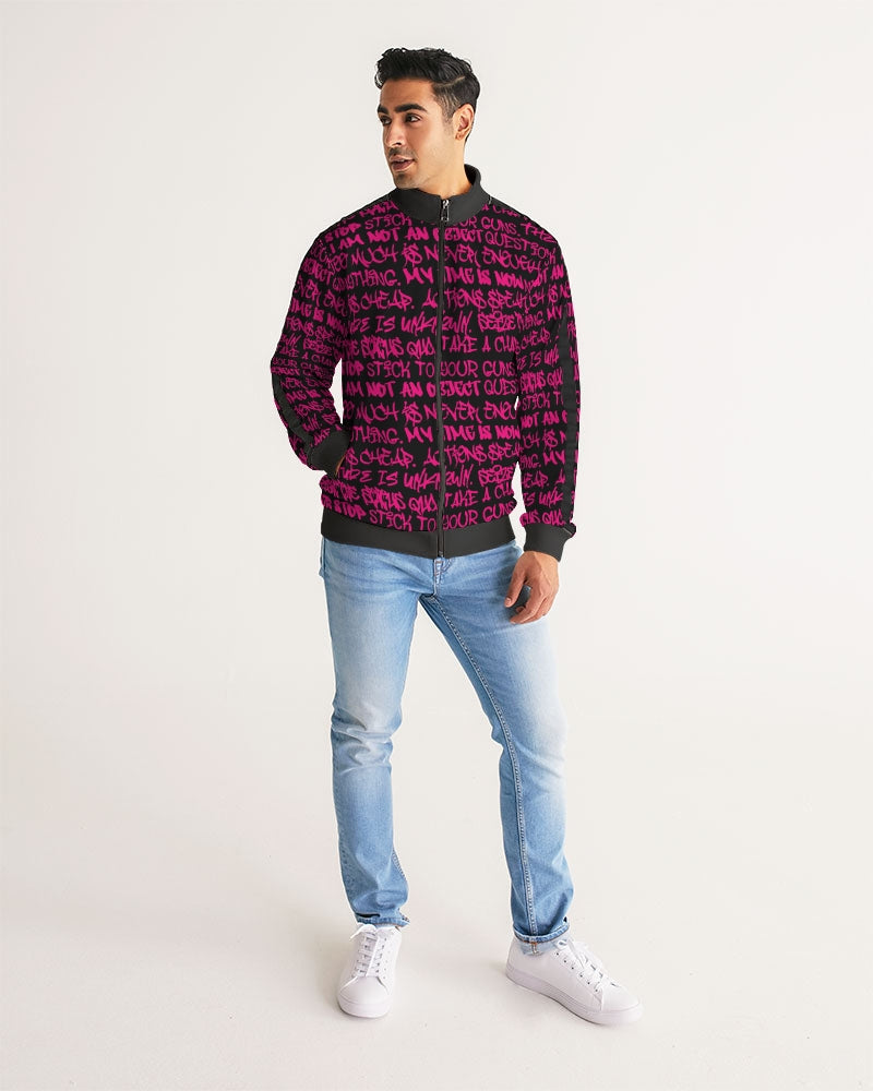 Mens Track Jacket, Black and Pink