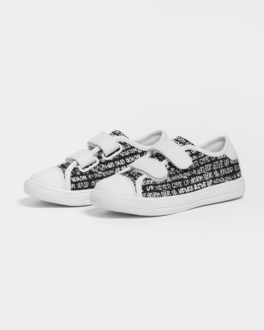 NeverGiveUpWhiteGraffiti Kids Velcro Sneaker