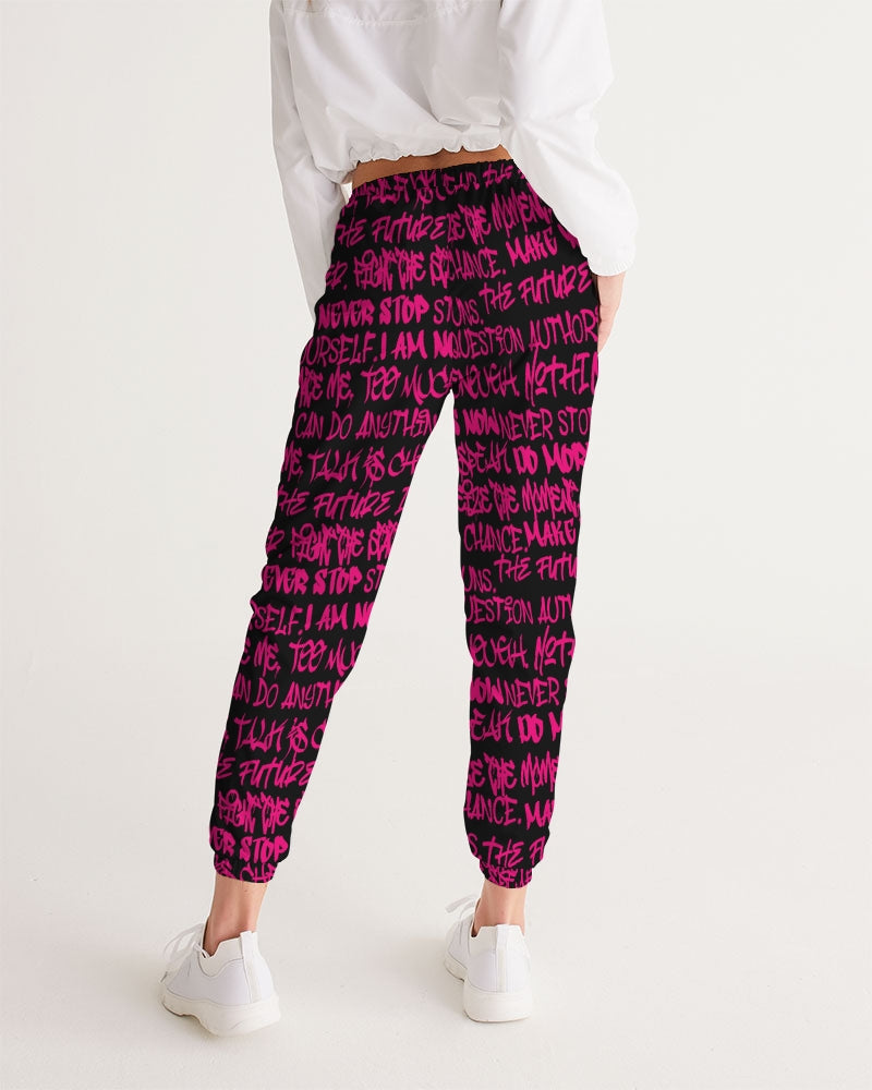 Womens Joggers, Black and pink graffiti